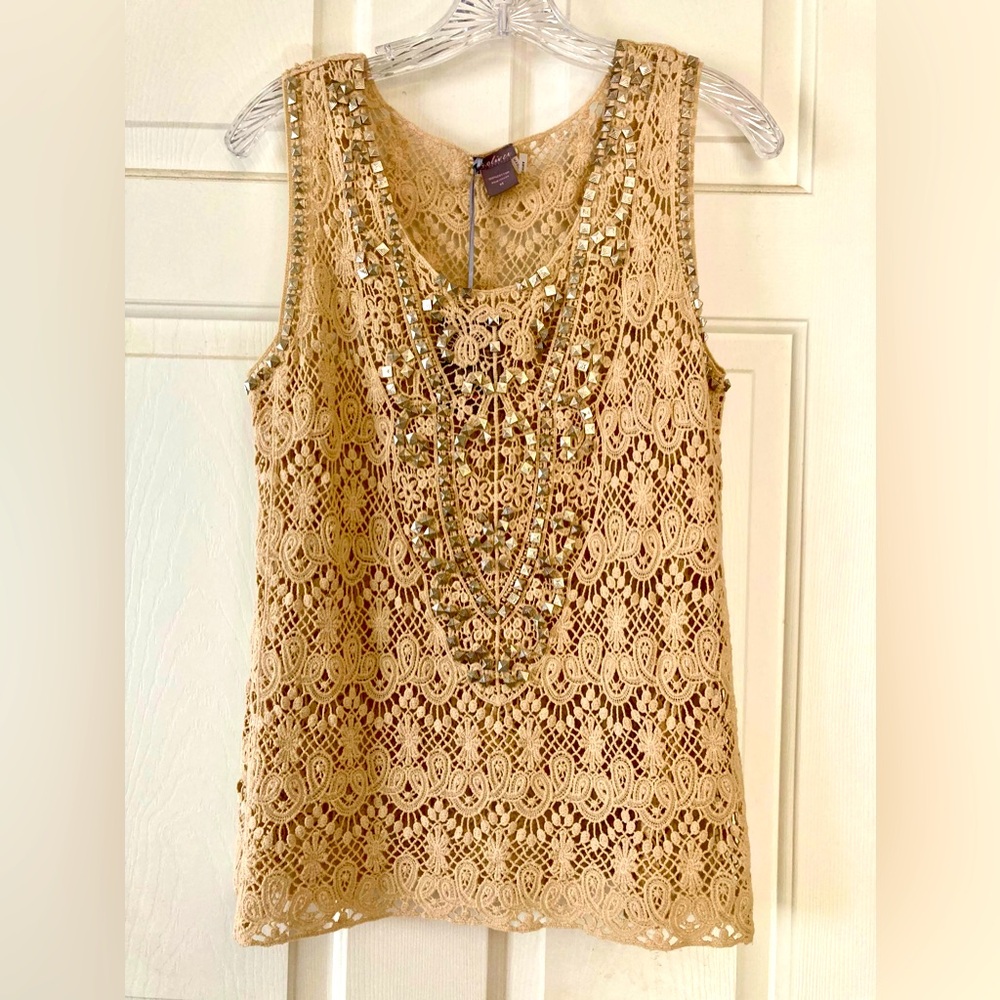 C.Oliver Anthropologie Boho Crochet Tank Blouse Top (M)